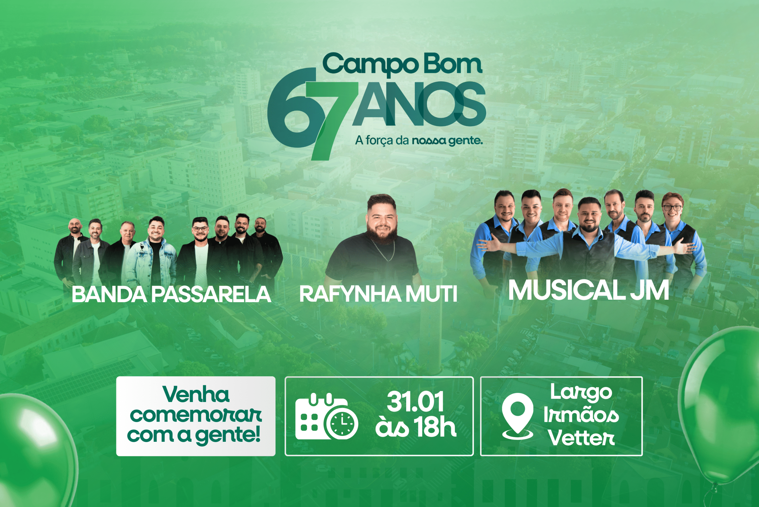 Campo Bom celebra 67 anos com programação cultural gratuita para a comunidade